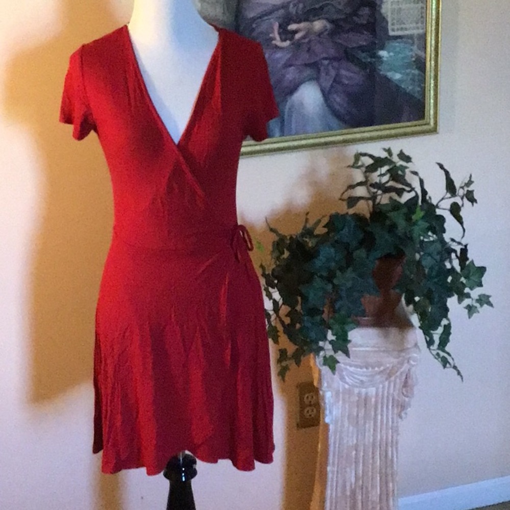 Red wrap style  dress